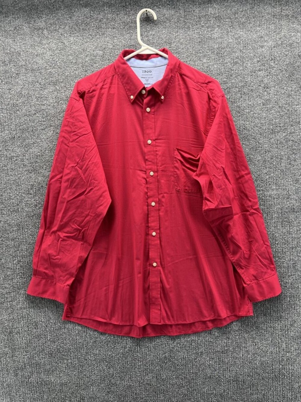 IZOD Shirt Men Large Red Long Sleeve Button Up Advantage Performance Stretch